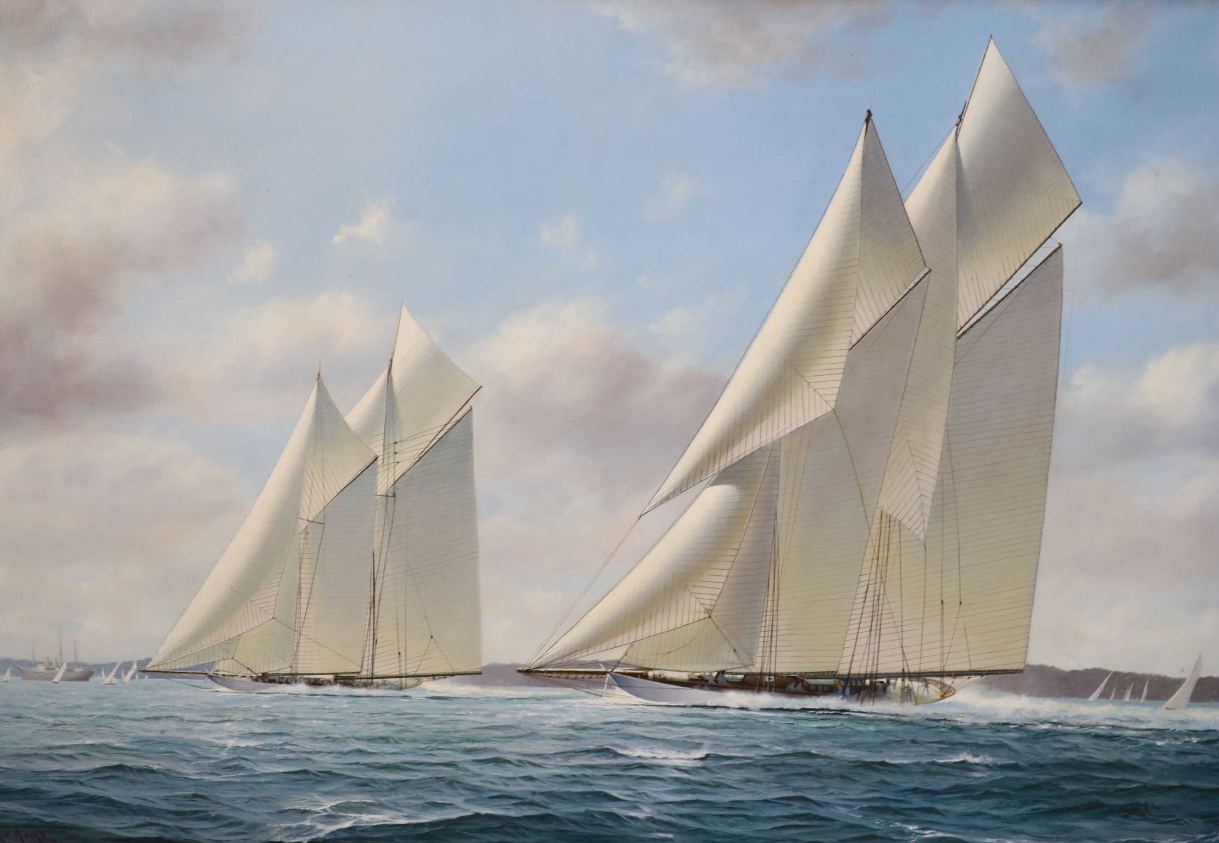 § Robert Moore (b.1945) Atlantic racing in The Emperors Cup 1905 and Germania racing Meteor III, Schooner Class Brassey Cup 1908 17.5